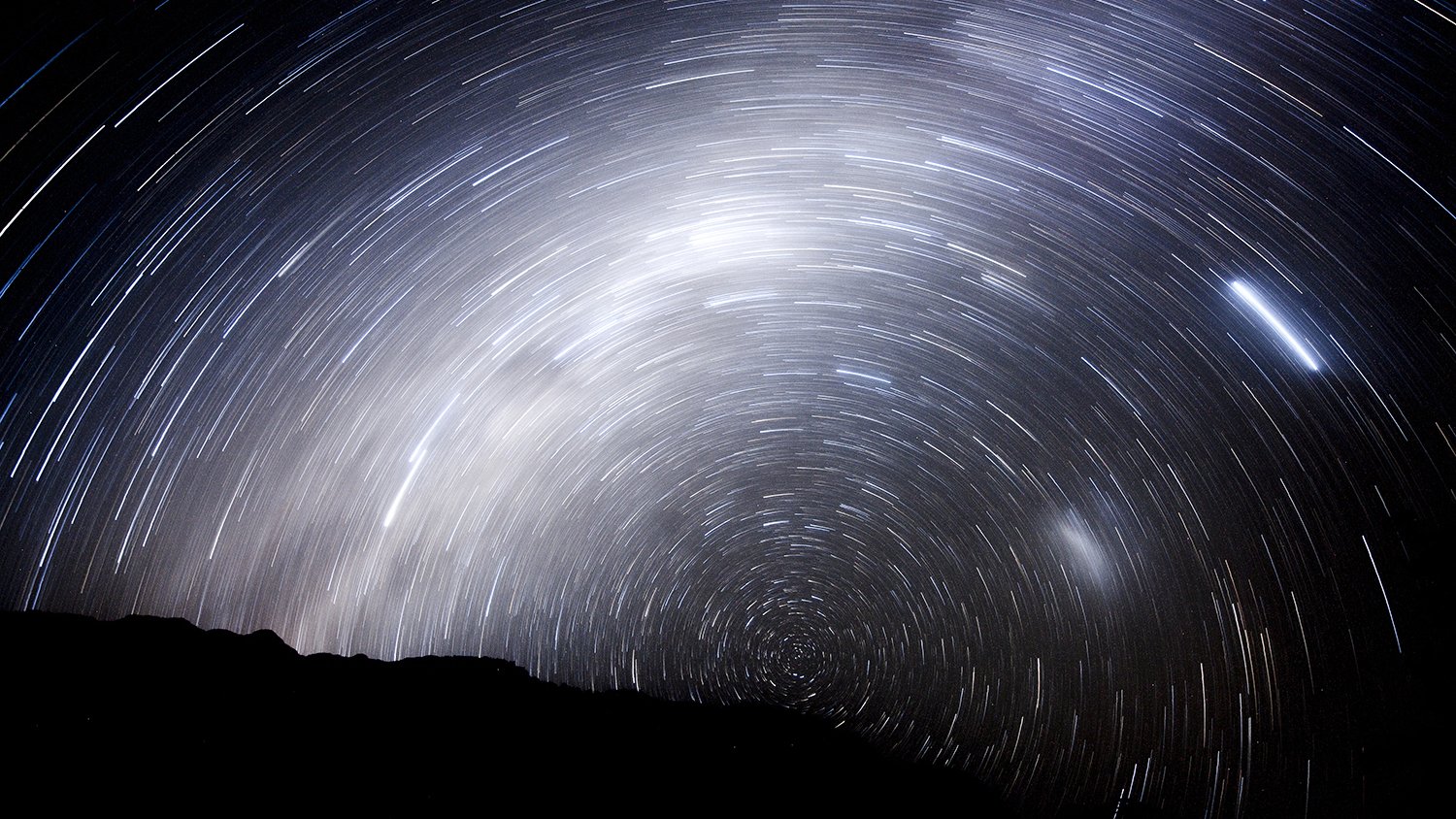 Star trails over Milford Sound