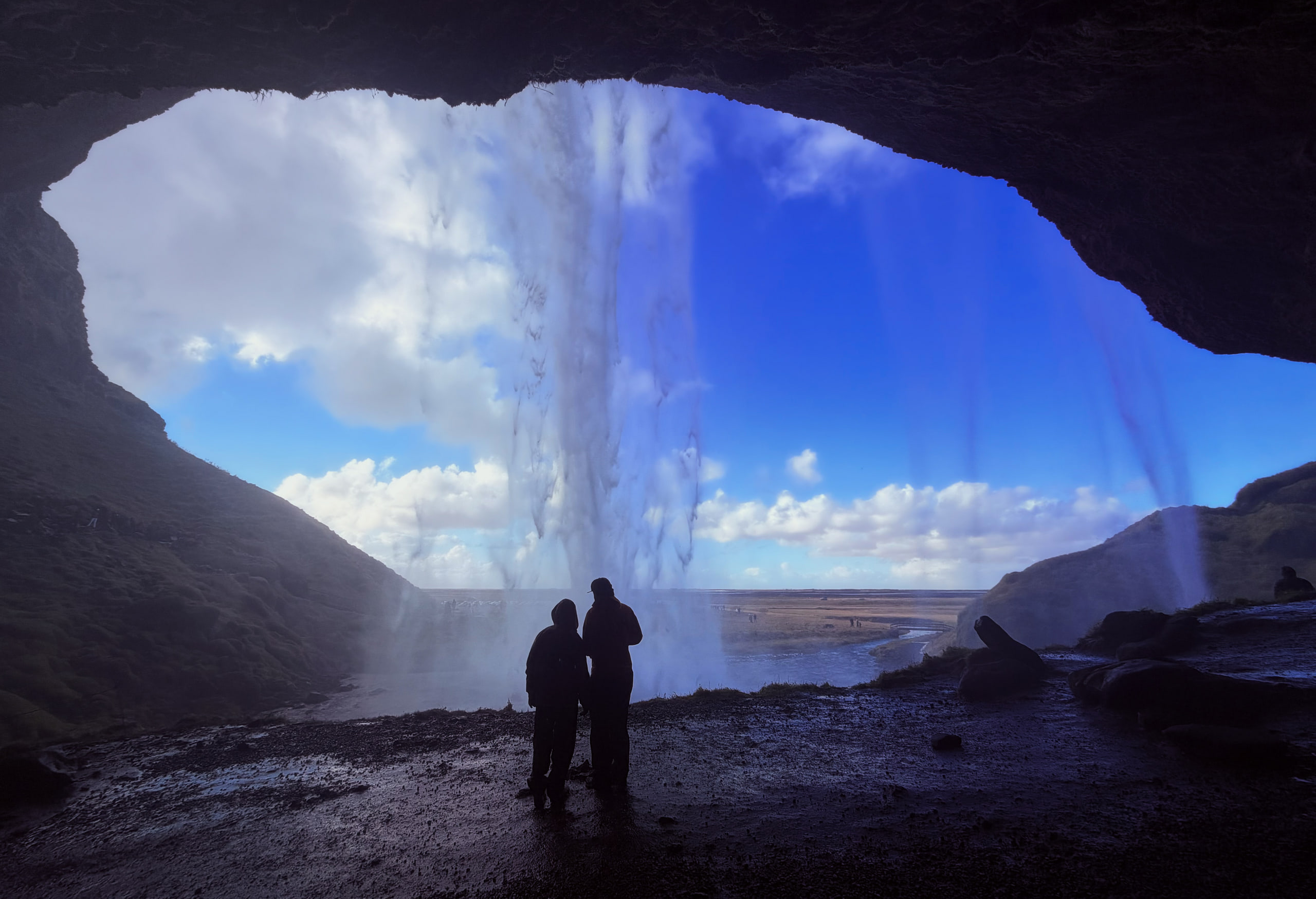 Behind the falls, southern Iceland