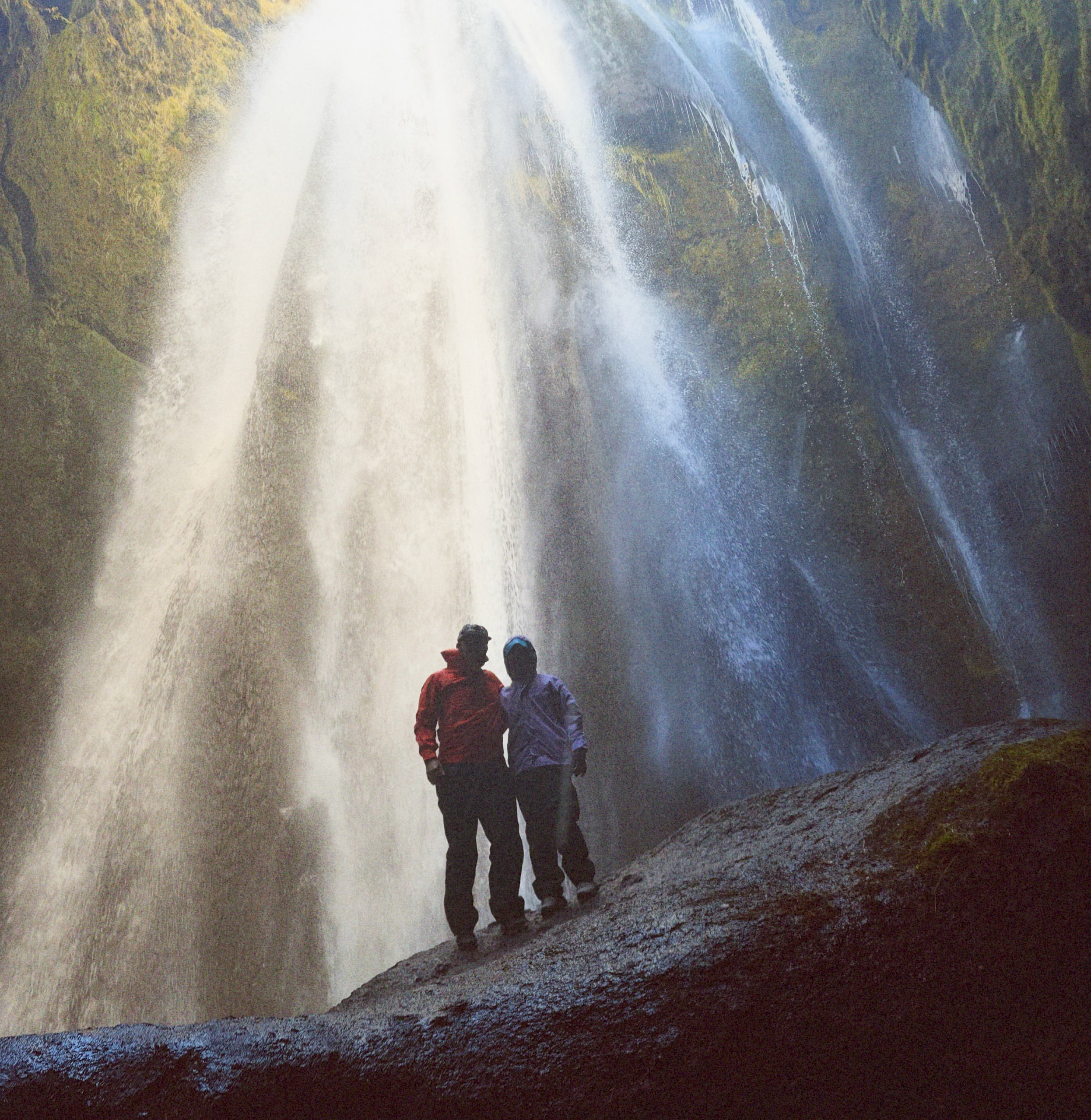 Gljúfrabúi, with the Duo absolutely drenched in mist