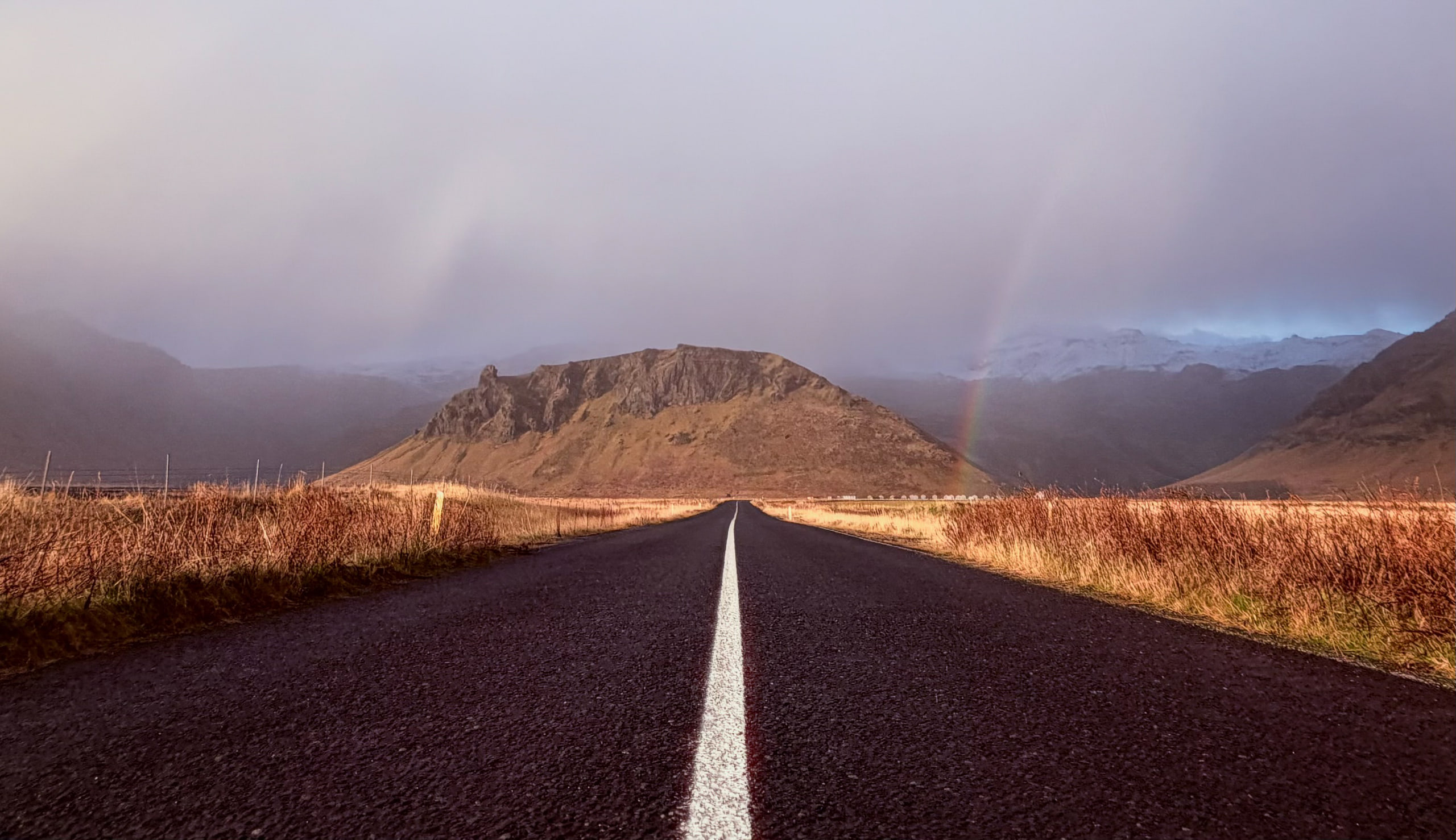 Shot low to the road from partially-folded mode, southern Iceland