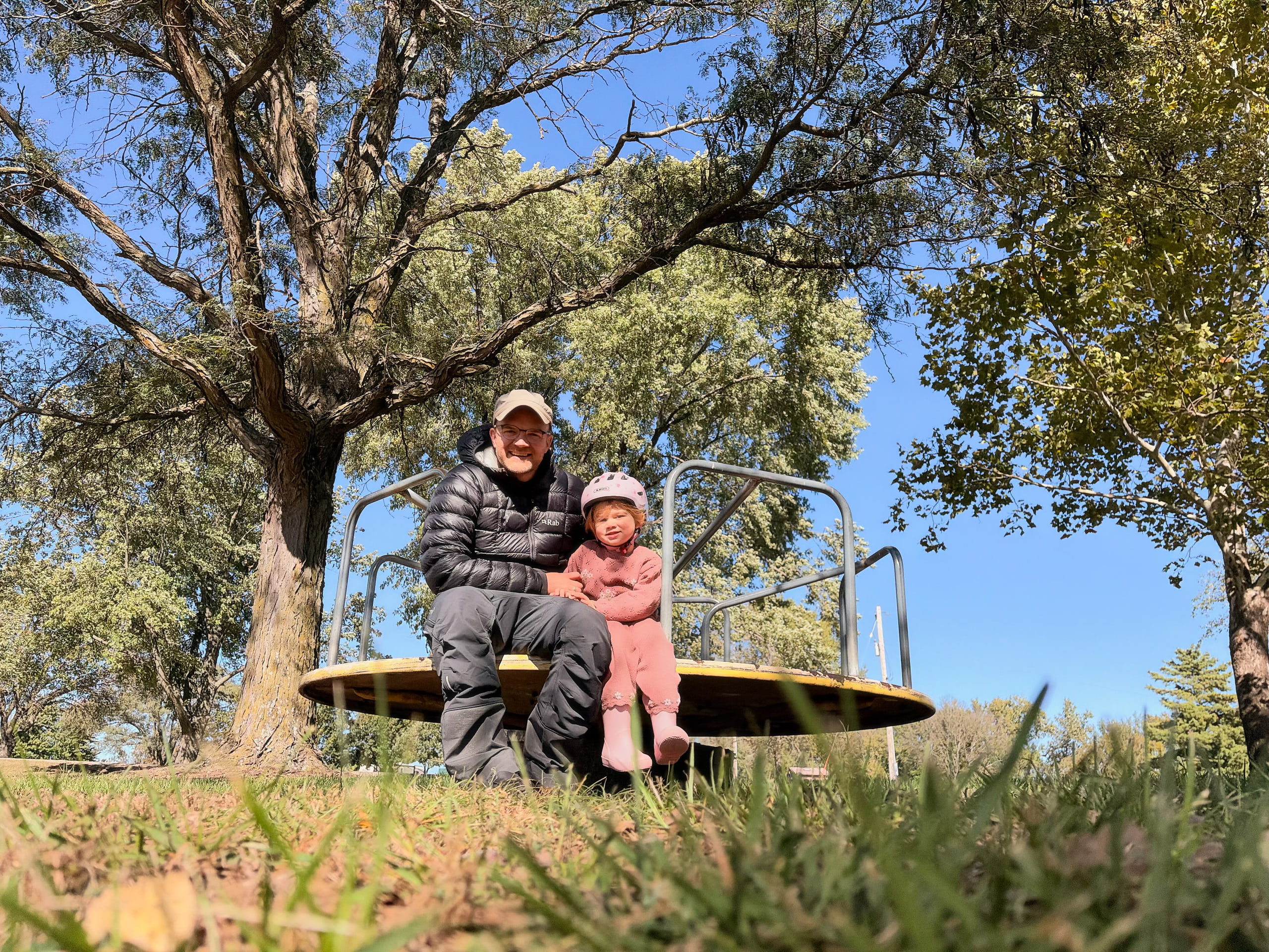 Olivia and me on the merry-go-round, captured by Smart Take