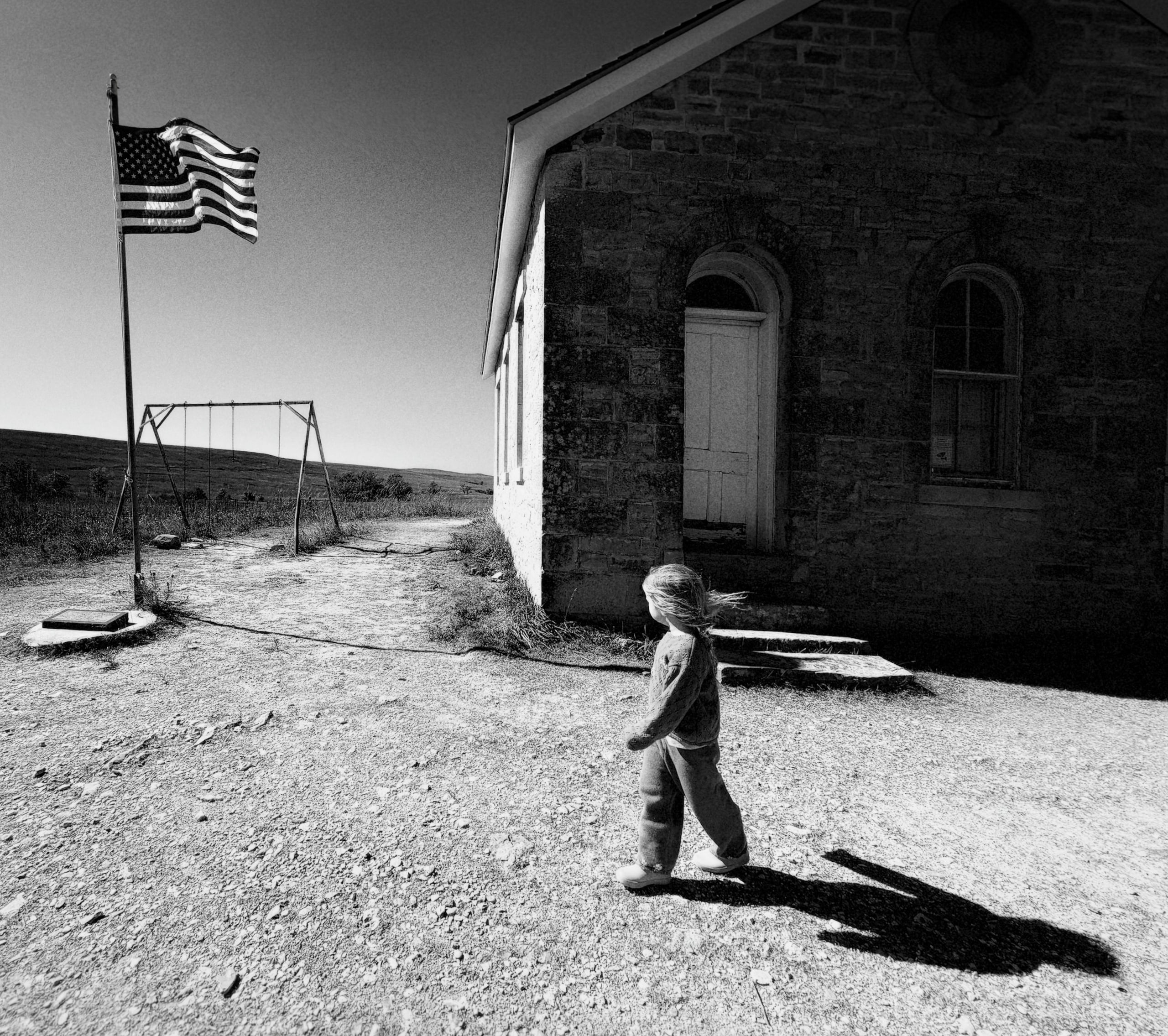Olivia at the Kansas schoolhouse